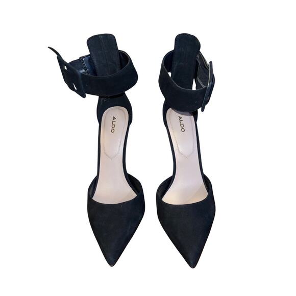 Aldo Onaedia Heels Pointy Toe Wide Ankle Strap Buckle Pump Stiletto Size 8.5 - Picture 2 of 5